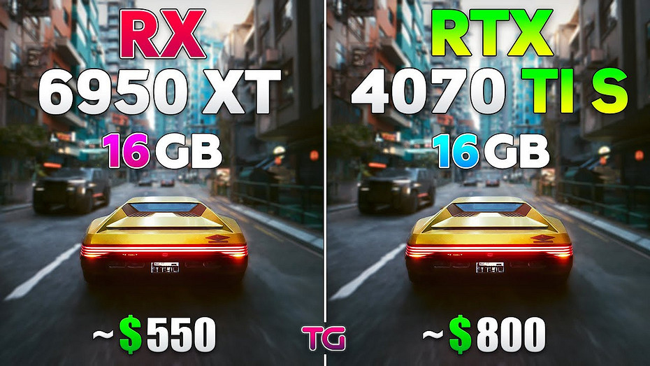 Какая быстрее? Видеокарты GeForce RTX 4070 Ti SUPER и Radeon RX 6950 XT сравнили в 10 играх